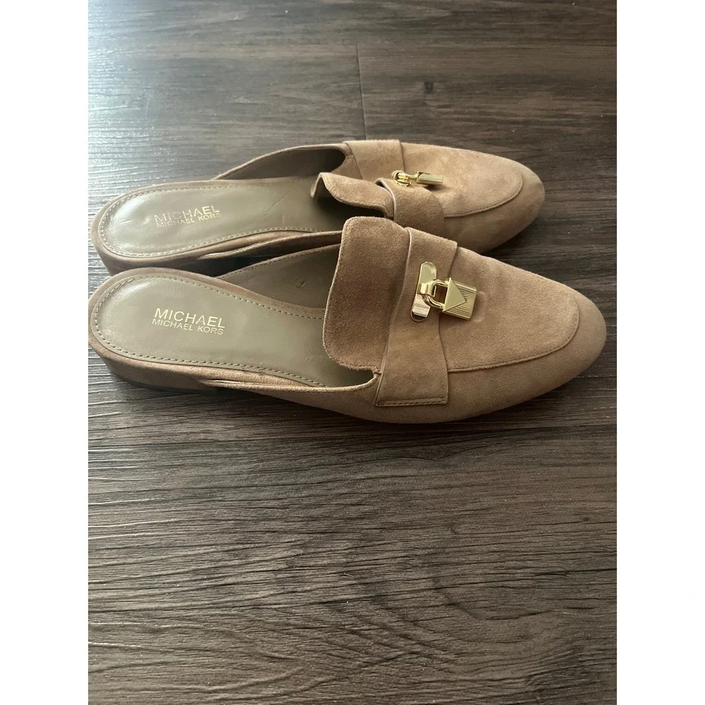 MICHAEL KORS Women's Tan Suede Moccasin Loafer Mule Flats Size 6.5 - Picture 6 of 6